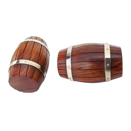 Vintiquewise Set of Two Decorative Wine Barrel Shaped Wooden Pen Holders for Office Desk, or Entryway QI004393.2